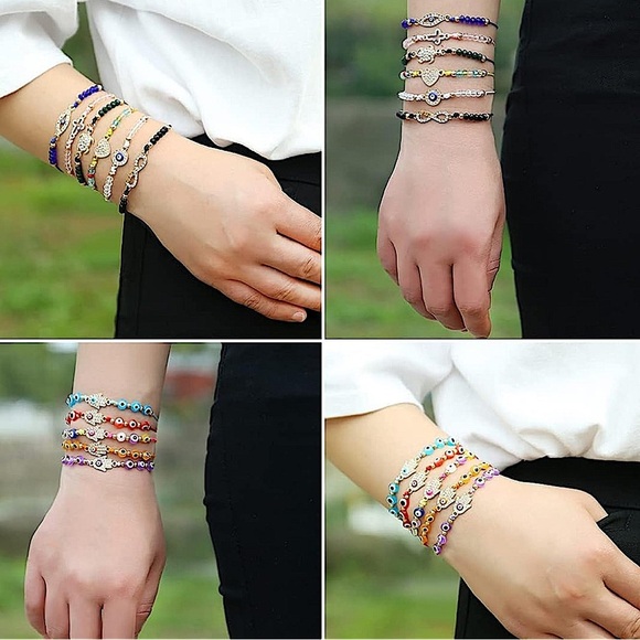 Colorful Cubic Zirconium Evil Eye Bracelets   Choose ONE Red, Teal, Purple, NEW - Picture 2 of 3